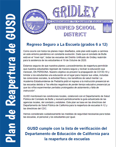 Secondary Reopening Plan-Spanish